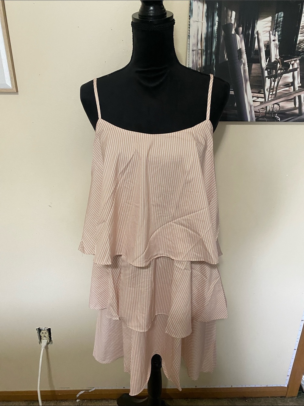 Alredine Baileys Blossoms: Layered Spaghetti-Strap Midi Dress Alredine Sz Med